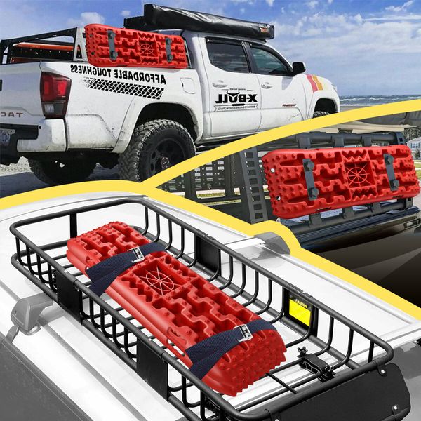 4WD Recovery Boards 4x4 Off Road Wheel Drive Tracks Traction Mats Tyre Ladder Pads for Truck Mud Sand 2PCS with Jack Base