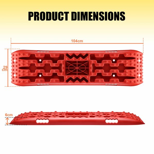 4WD Recovery Boards 4x4 Off Road Wheel Drive Tracks Traction Mats Tyre Ladder Pads for Truck Mud Sand 2PCS with Jack Base