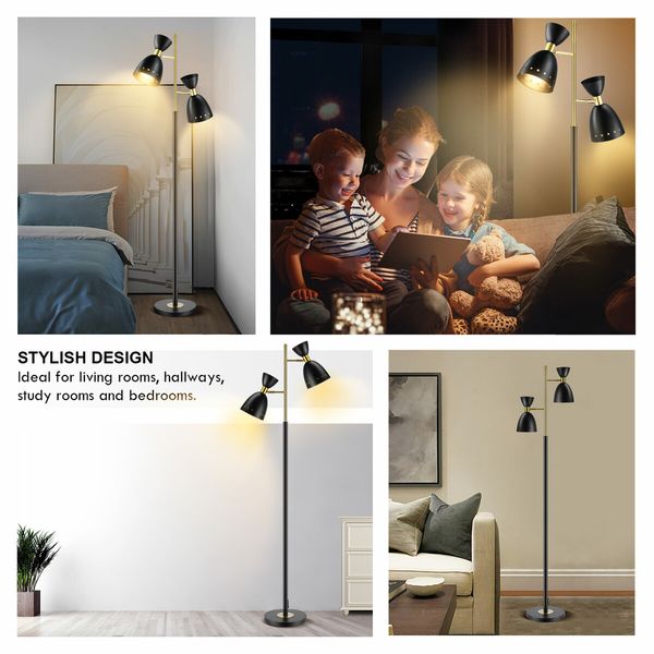 Modern Floor Lamp Led Reading Light Corner Free Standing Rotating Head Lampshade Bedroom Living Room Office 164cm