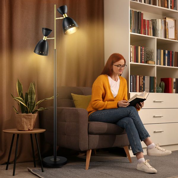 Modern Floor Lamp Led Reading Light Corner Free Standing Rotating Head Lampshade Bedroom Living Room Office 164cm