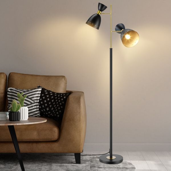 Modern Floor Lamp Led Reading Light Corner Free Standing Rotating Head Lampshade Bedroom Living Room Office 164cm