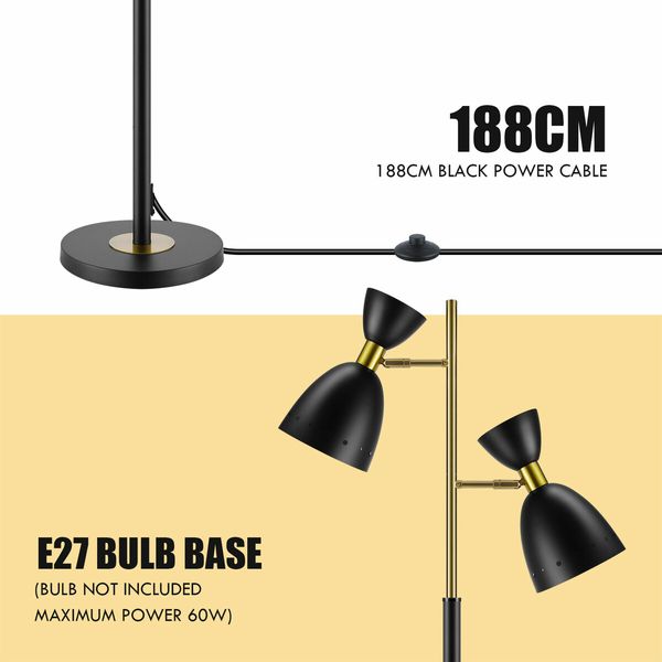 Modern Floor Lamp Led Reading Light Corner Free Standing Rotating Head Lampshade Bedroom Living Room Office 164cm