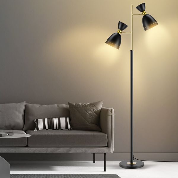 Modern Floor Lamp Led Reading Light Corner Free Standing Rotating Head Lampshade Bedroom Living Room Office 164cm