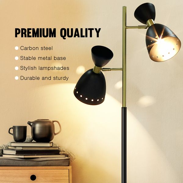 Modern Floor Lamp Led Reading Light Corner Free Standing Rotating Head Lampshade Bedroom Living Room Office 164cm