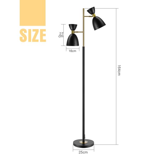 Modern Floor Lamp Led Reading Light Corner Free Standing Rotating Head Lampshade Bedroom Living Room Office 164cm