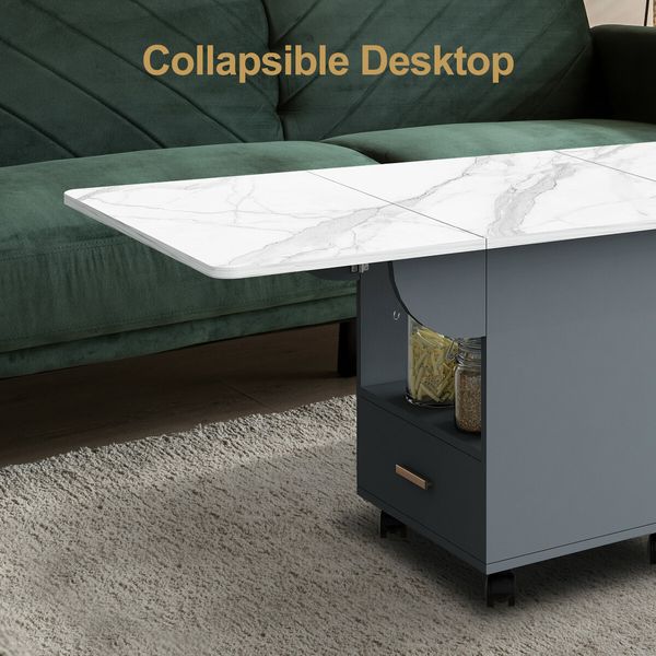 Folding Dining Table Extendable Corner Outdoor Furniture Room Storage Drawer Sofa Bed Coffee Side Console Kitchen Picnic Desk Marble with Wheels