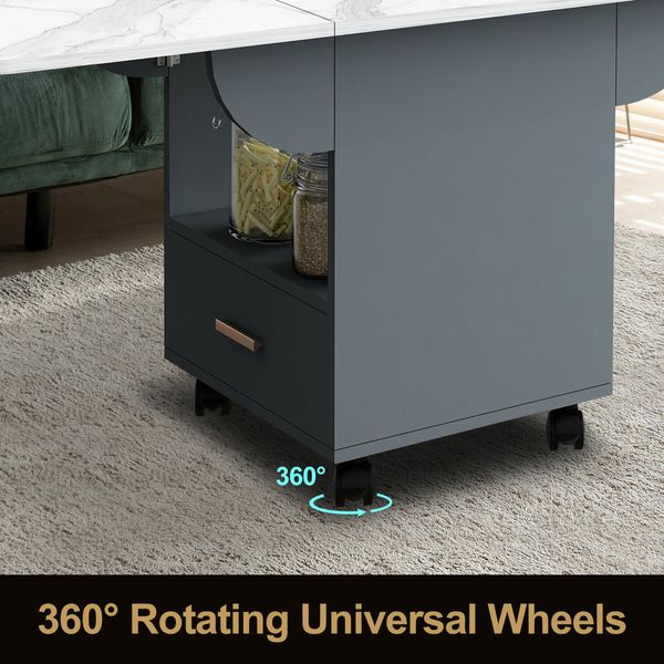 Folding Dining Table Extendable Corner Outdoor Furniture Room Storage Drawer Sofa Bed Coffee Side Console Kitchen Picnic Desk Marble with Wheels