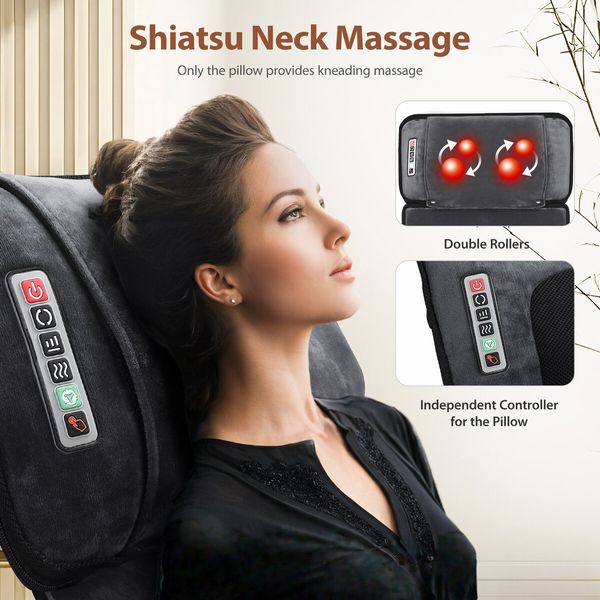 HOMASA Heated Massage Mat Full Body Vibration Electric Heating Pad Shiatsu Neck Shoulder Leg Massager 10 Motors Car Seat Cushion