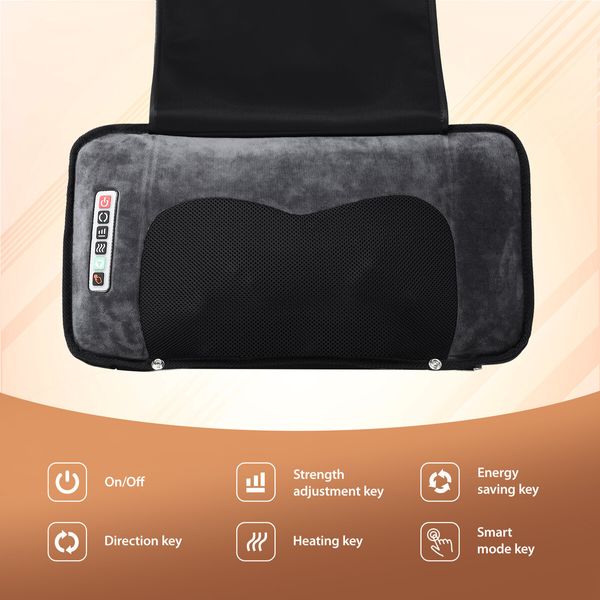 HOMASA Heated Massage Mat Full Body Vibration Electric Heating Pad Shiatsu Neck Shoulder Leg Massager 10 Motors Car Seat Cushion