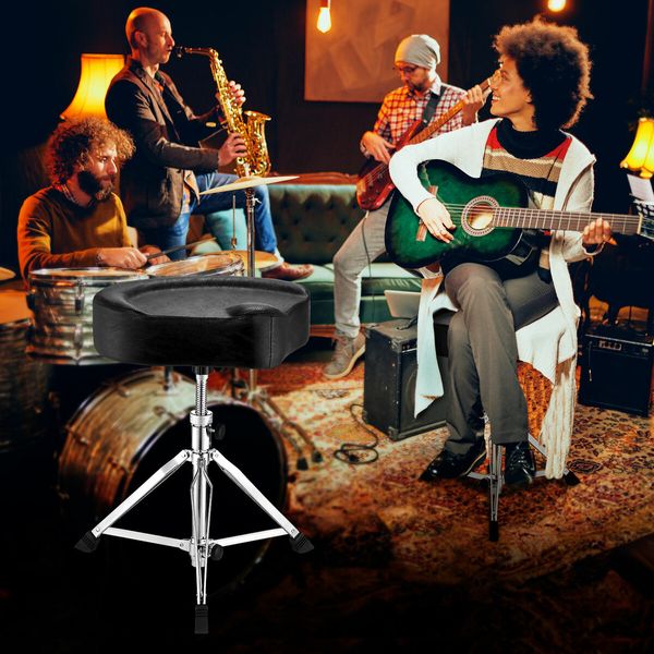 Drum Saddle Stool Seat Musician Throne Swivel Adjustable Ergonomic Heavy Duty Padded Guitar Playing Practice Chair