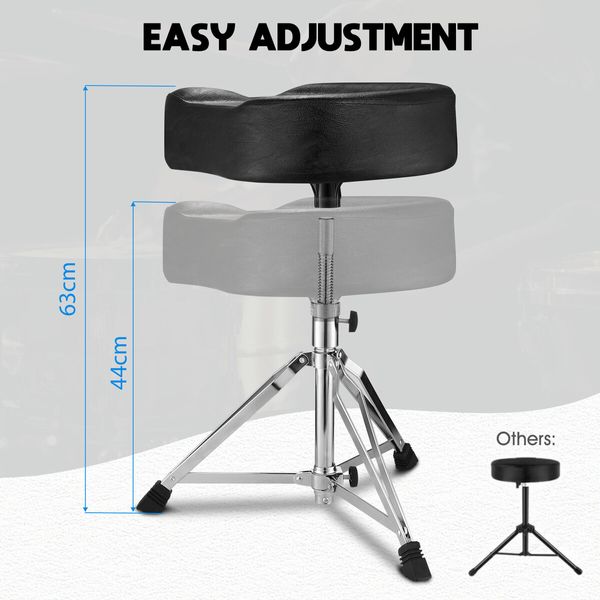 Drum Saddle Stool Seat Musician Throne Swivel Adjustable Ergonomic Heavy Duty Padded Guitar Playing Practice Chair