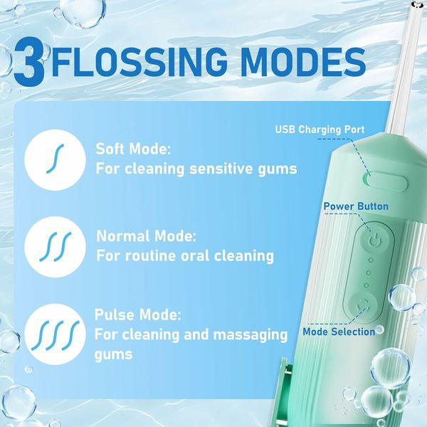 Portable Water Flosser for Teeth Travel, Mini Small Water Flosser, Green