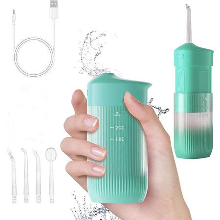 Portable Water Flosser for Teeth Travel, Mini Small Water Flosser, Green