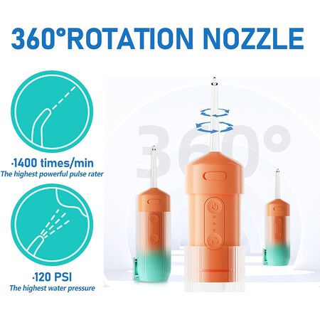 Portable Water Flosser for Teeth Travel, Mini Small Water Flosser, Orange