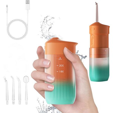 Portable Water Flosser for Teeth Travel, Mini Small Water Flosser, Orange