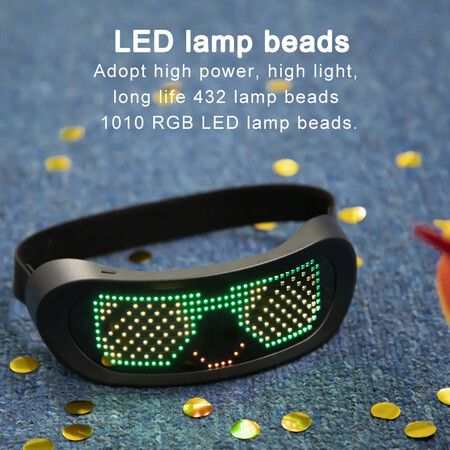 Bluetooth Luminous Glasses, LED Glasses Changeable, APP Controlled Smart Luminous Glasses, for Parties, Birthdays, Bars, Festivals, Can Display Text, Animation