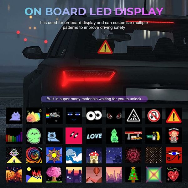 Smartphone App Control LED Car Sign Screen with Pixel Custom Text Pattern Animation Programmable LED Screen for Home Decor,Art Creation