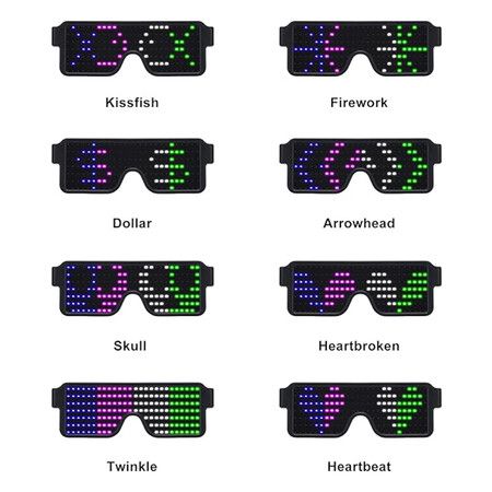 LED Glasses Light Up Dynamic Party Favor Glasses Festival Christmas USB Rechargeable LED Rave Glowing Flashing (Multicolor)