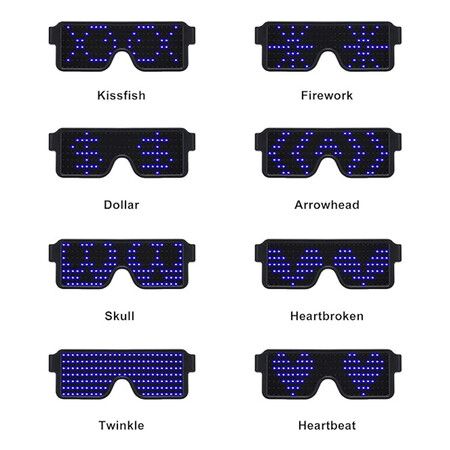 LED Glasses Light Up Dynamic Party Favor Glasses Festival Christmas USB Rechargeable LED Rave Glowing Flashing (Blue)