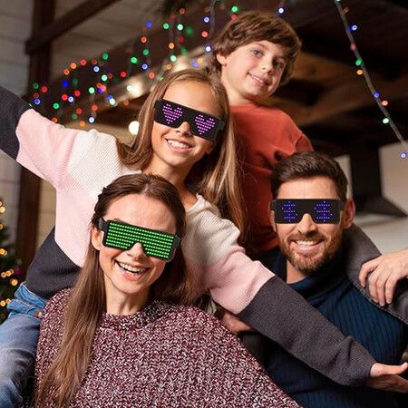 LED Glasses Light Up Dynamic Party Favor Glasses Festival Christmas USB Rechargeable LED Rave Glowing Flashing (Green)