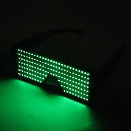 LED Glasses Light Up Dynamic Party Favor Glasses Festival Christmas USB Rechargeable LED Rave Glowing Flashing (Green)