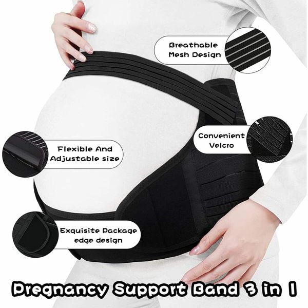 Belly Bands For Pregnant Women, Pregnancy Belly Support Band, Black Color, Size XXL