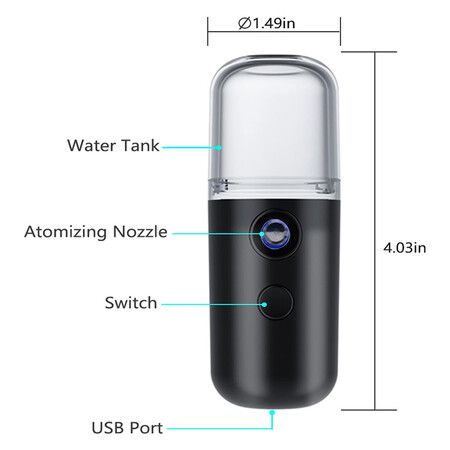 Nano Mist Sprayer, Moisturizing Nano Facial Mister, Black