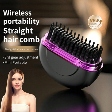 Portable Hair Comb Straightener Brush,Fast Heating 3 Temp Settings,Anti-Scald,For Travel Daily Use,Suitable For Men Long Beard And Women Hair