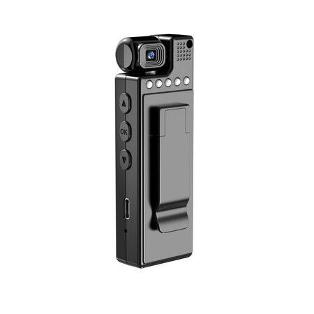 Mini Body Camera 1080P Portable Small Cam Wearable Pocket Video Recorder with 180 Degree Rotatable Lens, 1.3in LCD, Night Vision for Security Guard