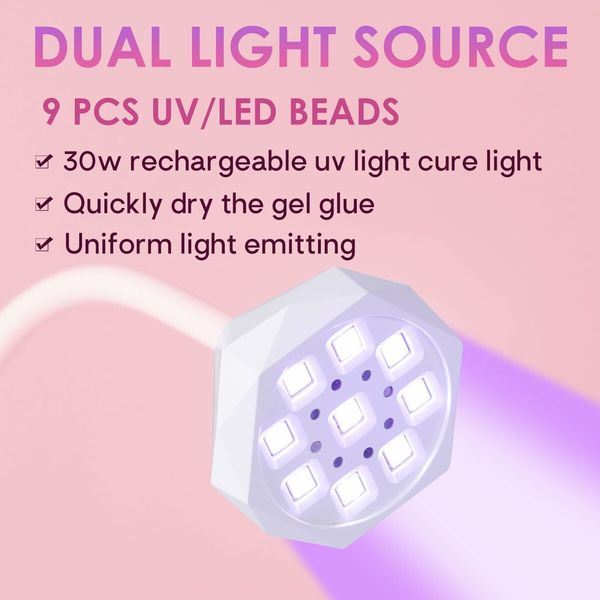 Nail Lamp for Gel Nails, Gooseneck Rechargeable Smart UV Light for Acrylic Nail Extension