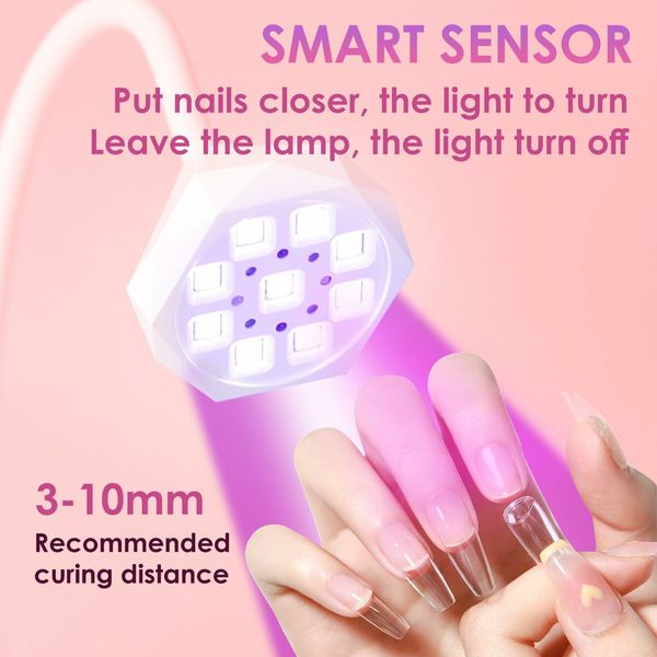 Nail Lamp for Gel Nails, Gooseneck Rechargeable Smart UV Light for Acrylic Nail Extension