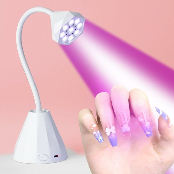 Nail Lamp for Gel Nails, Gooseneck Rechargeable Smart UV Light for Acrylic Nail Extension