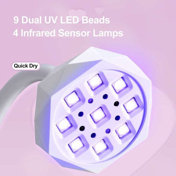 UV LED Nail Lamp Auto Sensor with 3 Timers Cordless UV Light for Gel Nail Polish,Rechargeable Flash Cure Lamp for Extension Acrylic Nail Tips Salon