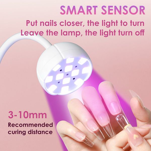 UV Nail Lamp for Gel Nails, 36W UV Nail Light Gooseneck Rechargeable with 4 Time Setting & Smart Auto Sensor for Nail Salon Home Use Lamp