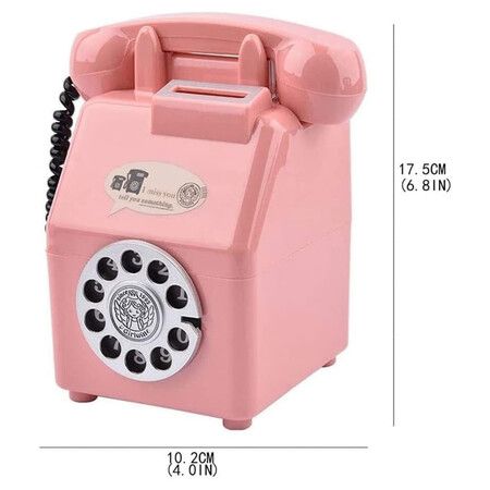 Piggy Bank Money Bank, Retro Phone Coins Bank for Boys and Girls, Pink