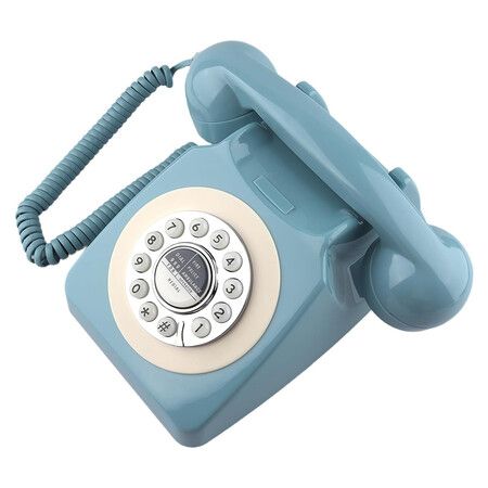 Retro Telephone, Classic Landline Telephone Vintage Old Fashioned Corded Telephone, Blue