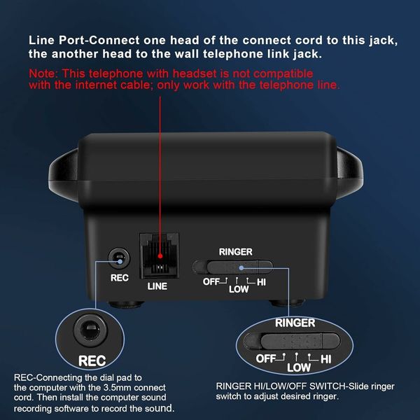 Corded Telephone with Headset and Dialpad for House Call Center Office, Noise Cancellation