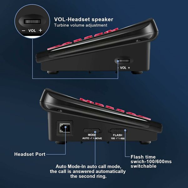 Corded Telephone with Headset and Dialpad for House Call Center Office, Noise Cancellation