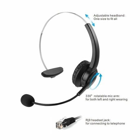 Corded Telephone with Headset and Dialpad for House Call Center Office, Noise Cancellation