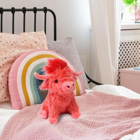 25cm Highland Cow Plush Toy Animal Doll Soft Stuffed Girls Boys Gift Toy Color Red