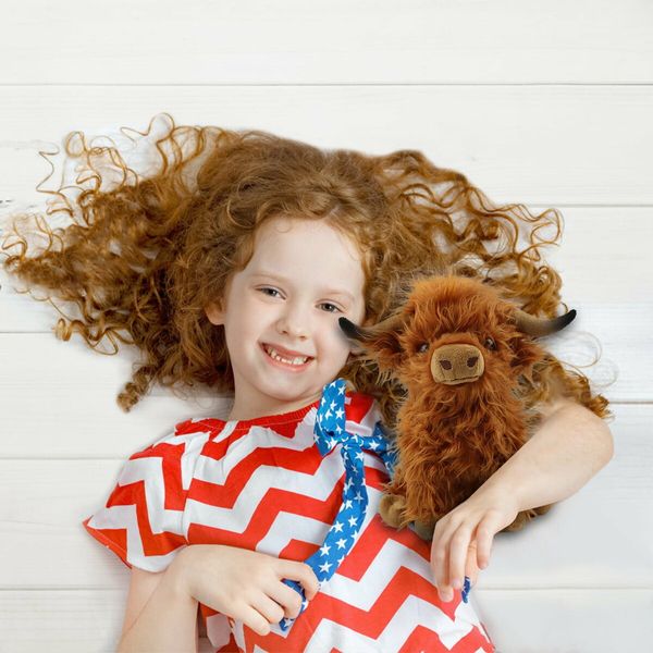 25cm Highland Cow Plush Toy Animal Doll Soft Stuffed Girls Boys Gift Toy Color Brown