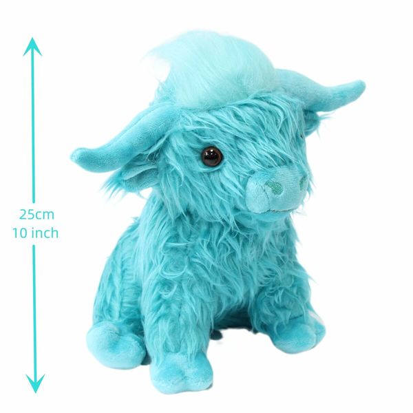 25cm Highland Cow Plush Toy Animal Doll Soft Stuffed Girls Boys Gift Toy Color Blue