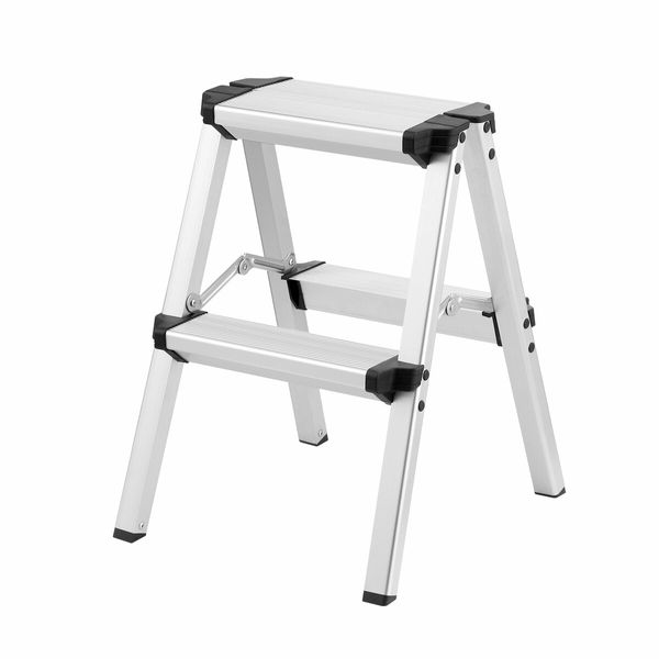 2 Step Folding Ladder Aluminium Collapsible Stool Foldable Portable Stairs Lightweight Household Warehouse Stepladder