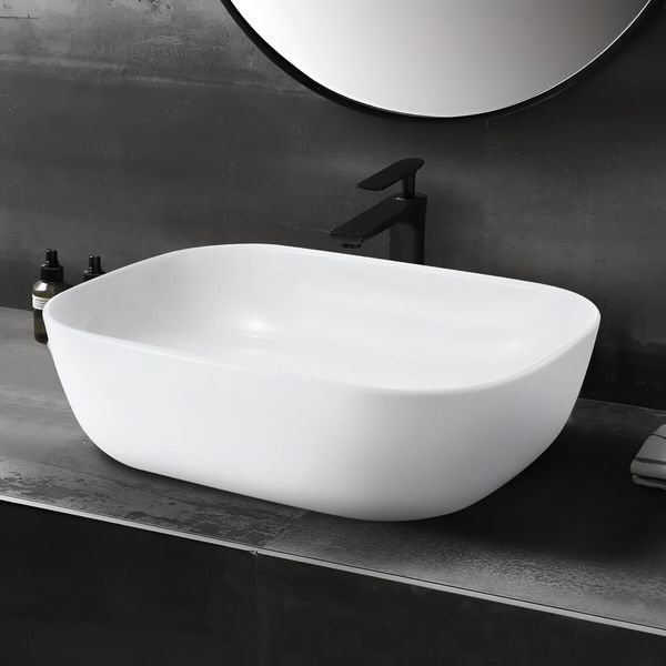 White Bathroom Basin Sink Vanity Vessel Washing Hand Wash Bowl Ceramic Above Counter Bath Toilet Countertop Modern