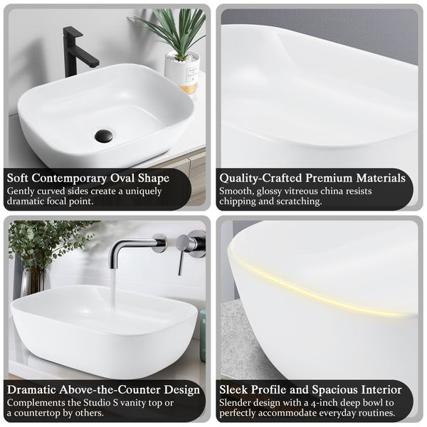 White Bathroom Basin Sink Vanity Vessel Washing Hand Wash Bowl Ceramic Above Counter Bath Toilet Countertop Modern