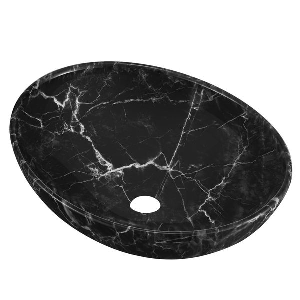 Black Bathroom Sink Basin Vanity Vessel Wash Bowl Ceramic Above Counter Countertop Toilet Hand Washing Modern Oval Marble