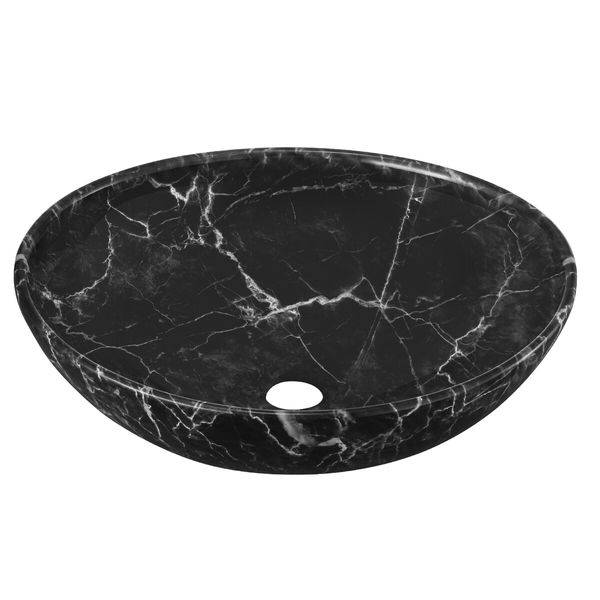 Black Bathroom Sink Basin Vanity Vessel Wash Bowl Ceramic Above Counter Countertop Toilet Hand Washing Modern Oval Marble