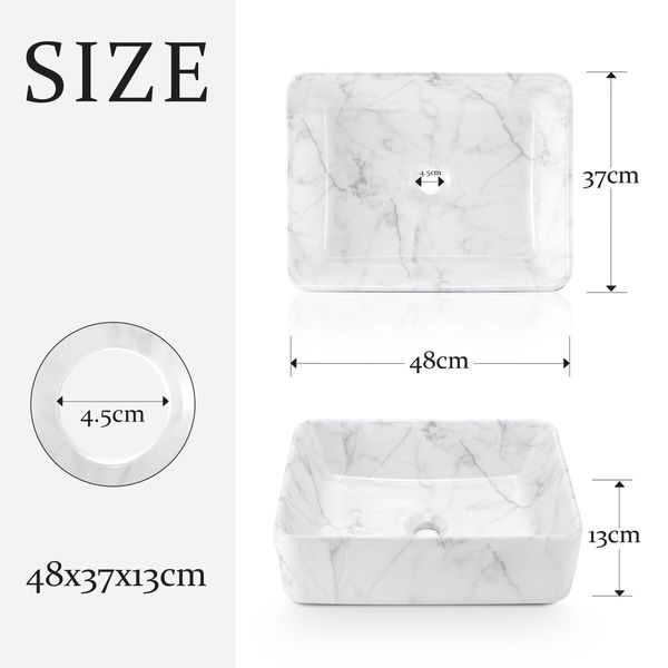 Bathroom Sink Vessel Basin Vanity Ceramic Above Counter Washing Hand Bowl Toilet Countertop Modern Rectangle