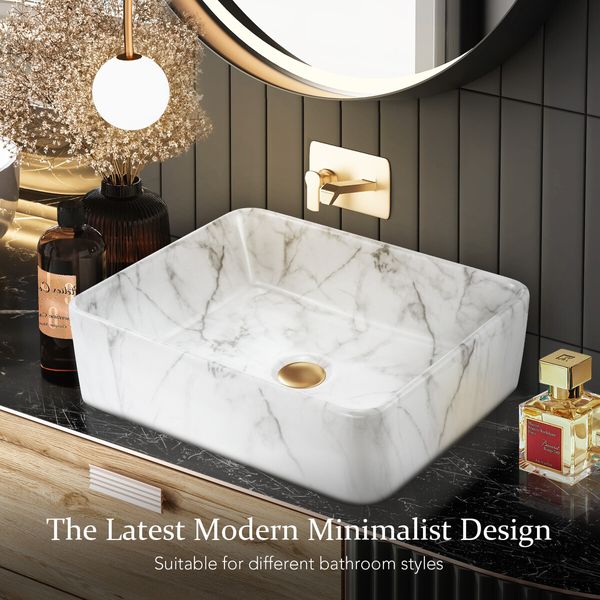 Bathroom Sink Vessel Basin Vanity Ceramic Above Counter Washing Hand Bowl Toilet Countertop Modern Rectangle