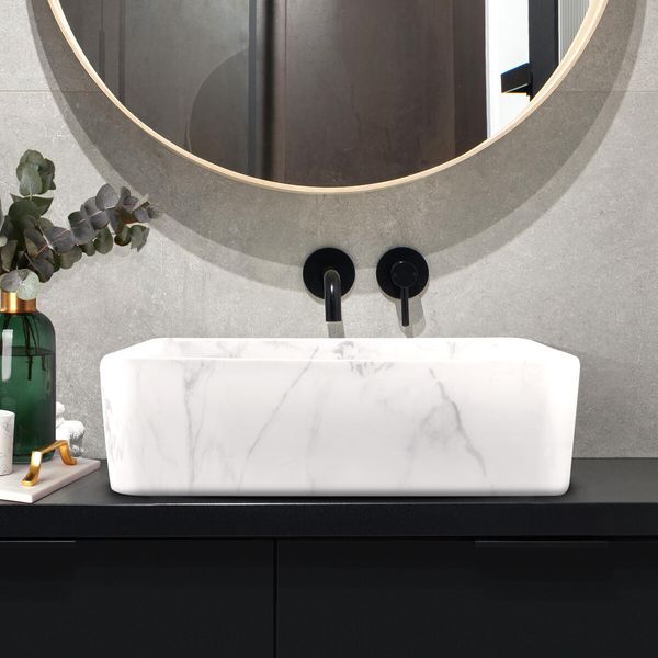 Bathroom Sink Vessel Basin Vanity Ceramic Above Counter Washing Hand Bowl Toilet Countertop Modern Rectangle